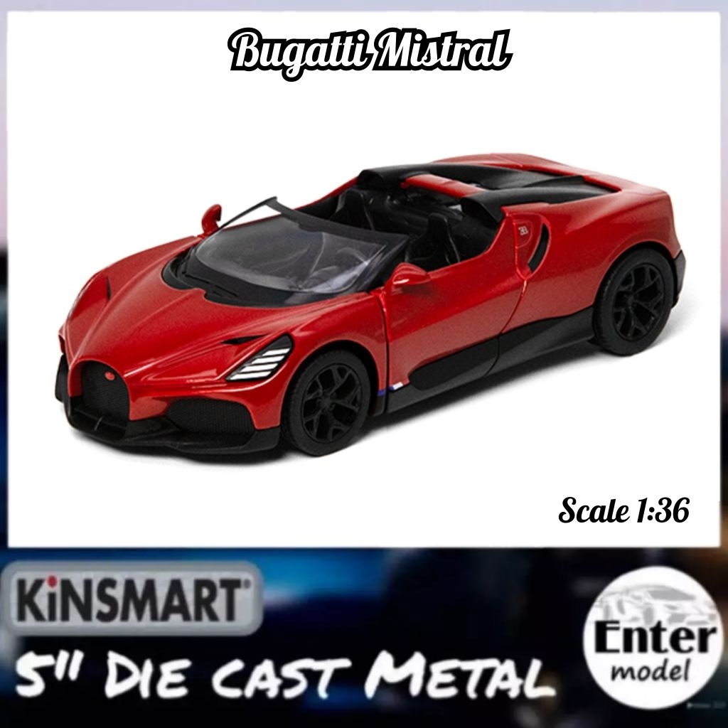 KINSMART Bugatti Mistral โมเดลรถ ลิขสิทธิ์แท้ สำหรับสะสม เหล็กอัลลอย ยาว 12.5cm Scale1/36