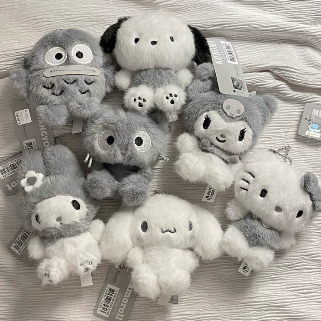 พร้อมส่ง ✨ sanrio kr 🇰🇷 monotone doll keyring - chococat / kitty / cinnamoroll / pochacco