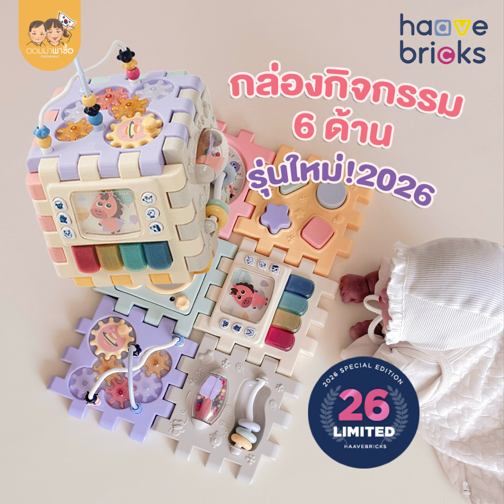 [สินค้าขายดี] รุ่นใหม่ Haave Bricks กล่องกิจกรรม 6 in 1 เสริมพัฒนาการ บล็อกตัวต่อ ของเล่น