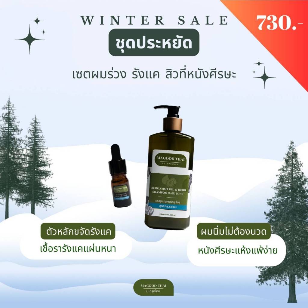 ชุดประหยัด ขจัดรังแคหนังศีรษะแห้งลดผมร่วง