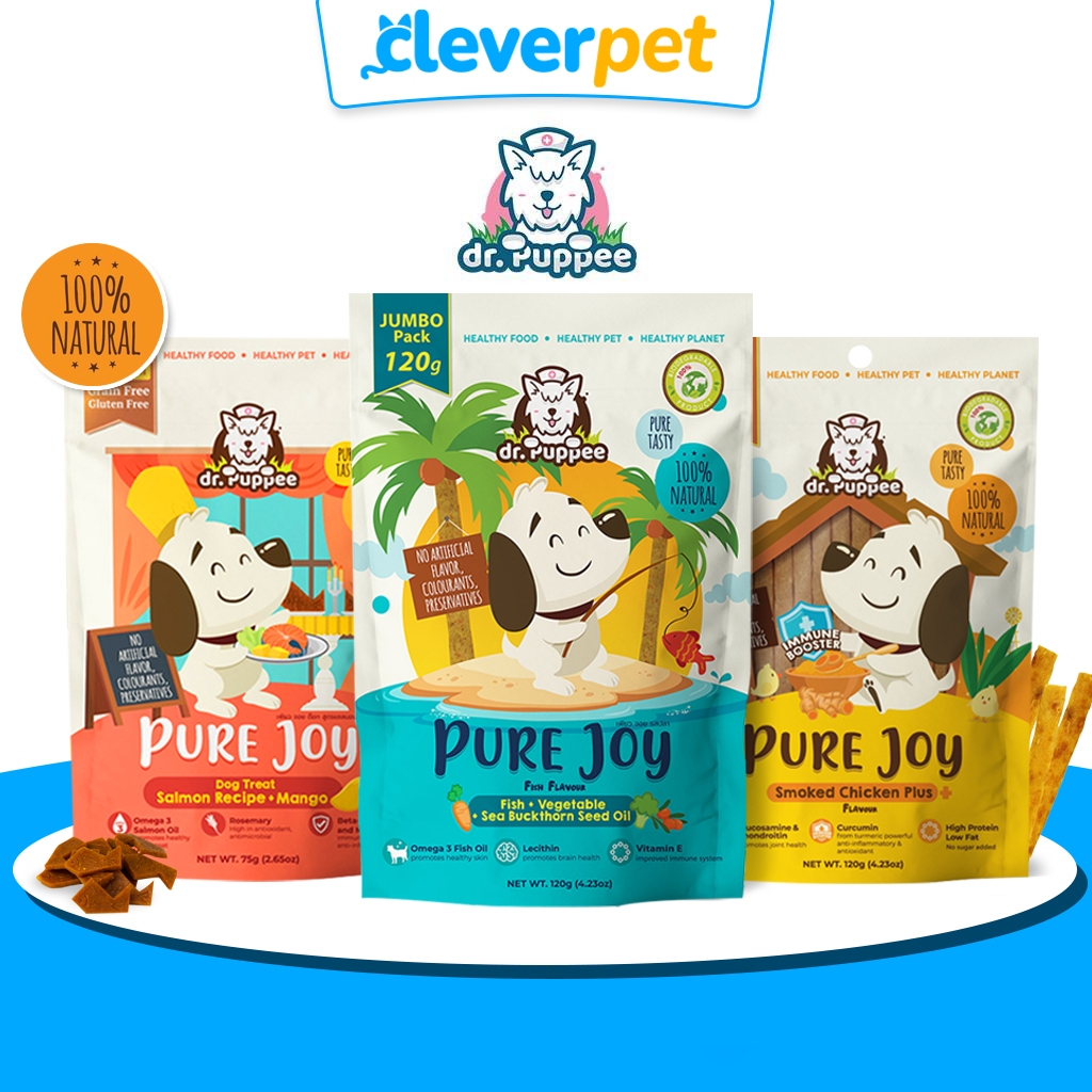 [ส่งฟรี🇹🇭] Pure Joy ขนมสุนัข สูตรปลาแซลมอน สูตรไก่รมควัน สูตรปลา เพียวจอย CleverPet