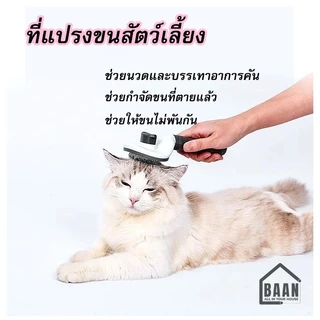 BAAN แปรง ที่แปรงขนสัตว์ ขนแมว ขนสุนัข หวีแมว หวีขน หวีแปรงขนสัตว์เลี้ยง ใช้งานง่าย หวีกำจัดขน พร้อมปุ่มดันขน รุ่น 2001