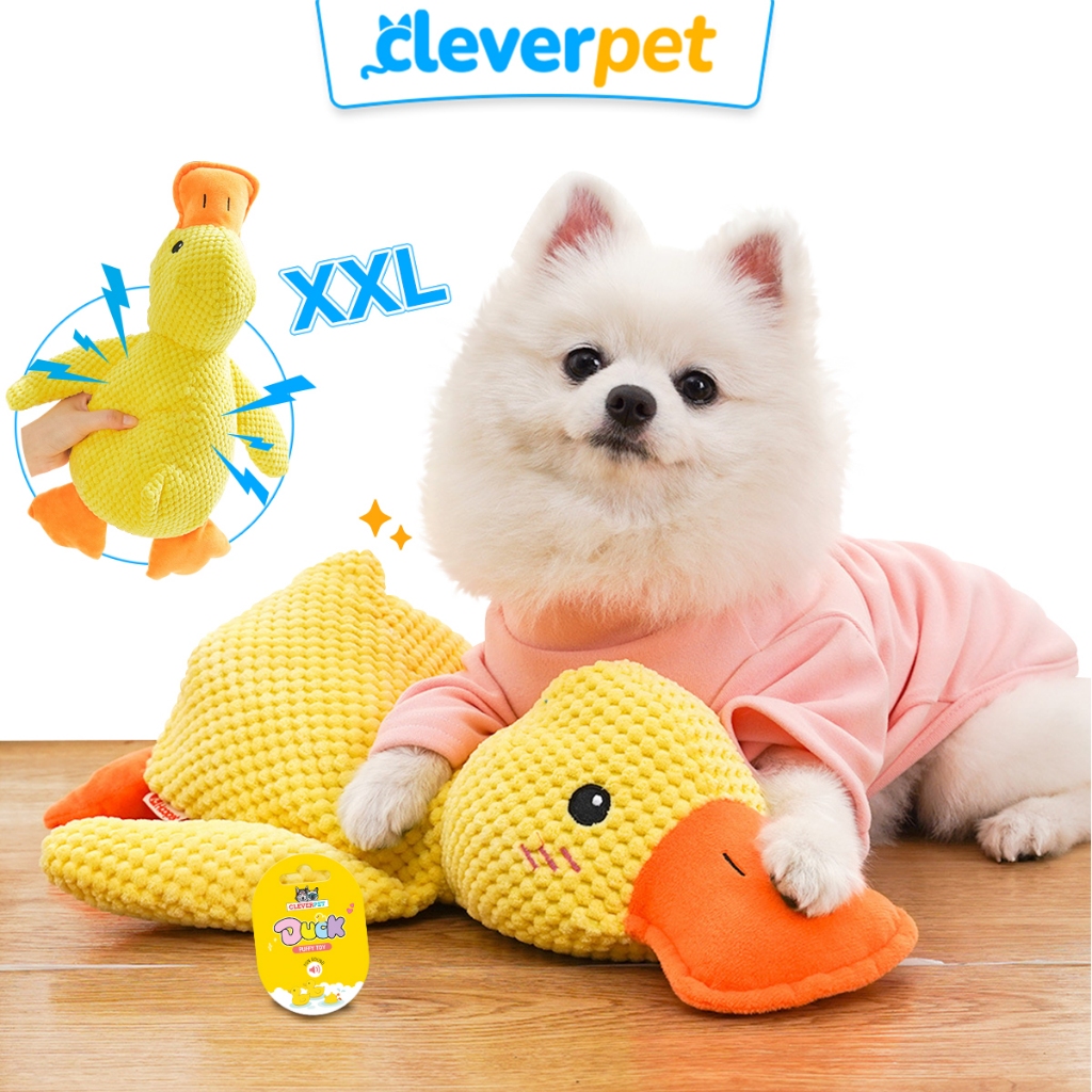 [ส่งฟรี ] CleverPet ของเล่นสุนัข XXL ตุ๊กตาเป็ด มีเสียงในตัว ตุ๊กตาหมา ของเล่นหมา Duck Dog Toy