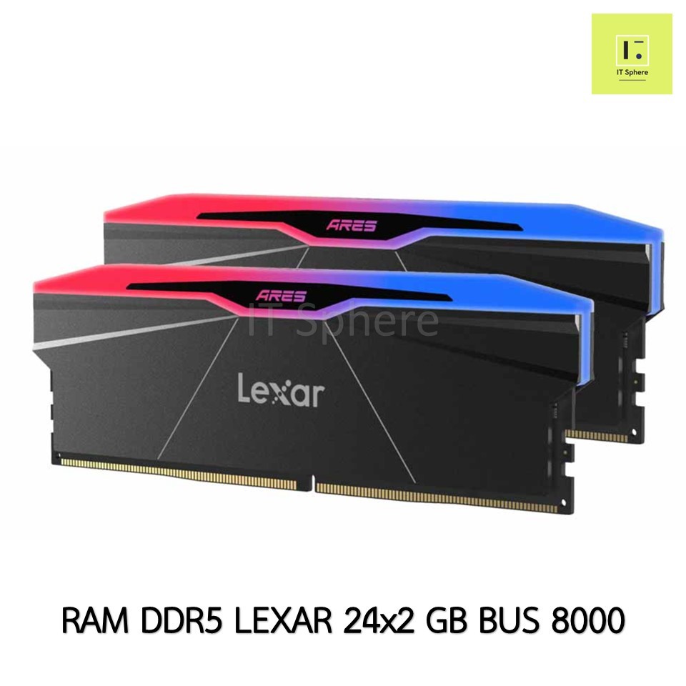 48GB (24x2gb)  Bus 8000 DDR5 แรม LEXAR RGB BUS8000 ดำ RAM 2x24GB 8000MHz BLACK LD5U24G80C40BR-RGD