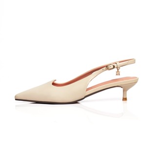 O&B รองเท้าส้นสูงหนังวัวแท้ รุ่น QUEEN HEELS IN BEIGE HEART-…