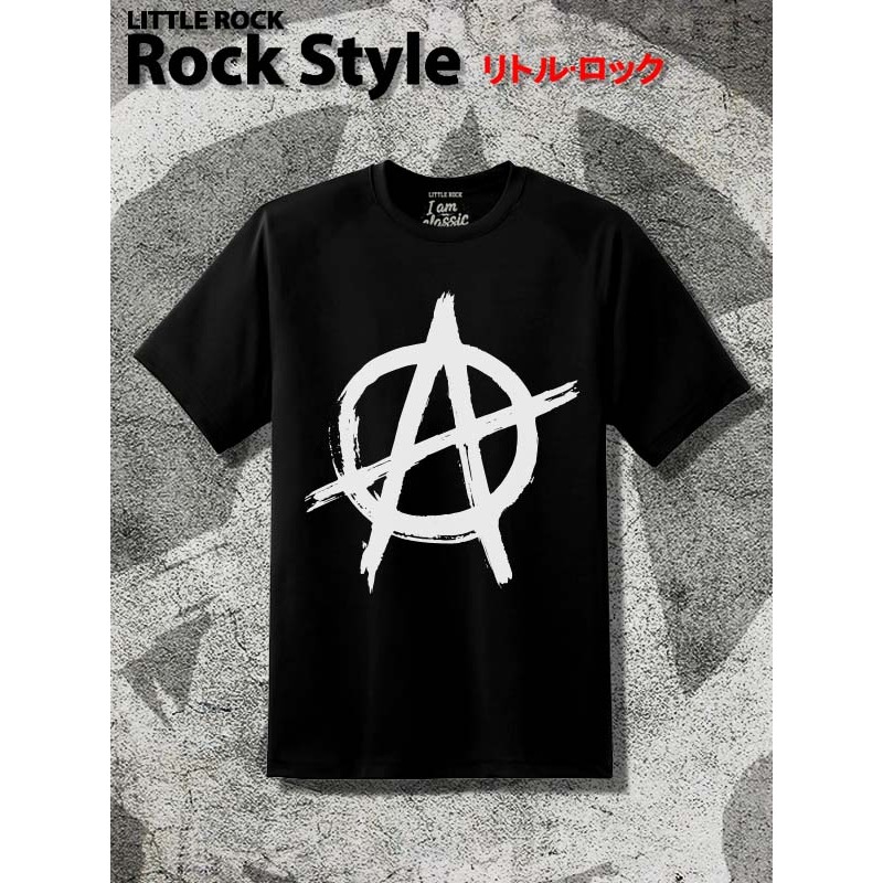 เสื้อยืด แขนสั้น little rock ลาย Anarchy เมื่อความอยุติธรรม กลายเป็นกฎหมาย การกบฏกลายเป็นหน้าที่ ดำล้วน กับ ผ้าดำฟอก แท้