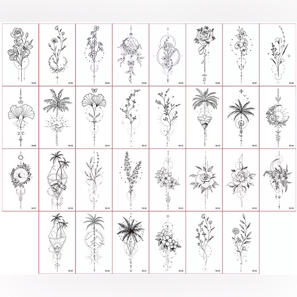 🌹 Tattoo SI/SE แทททูดอกไม้ 6x10cmพร้อมส่งใน🇹🇭