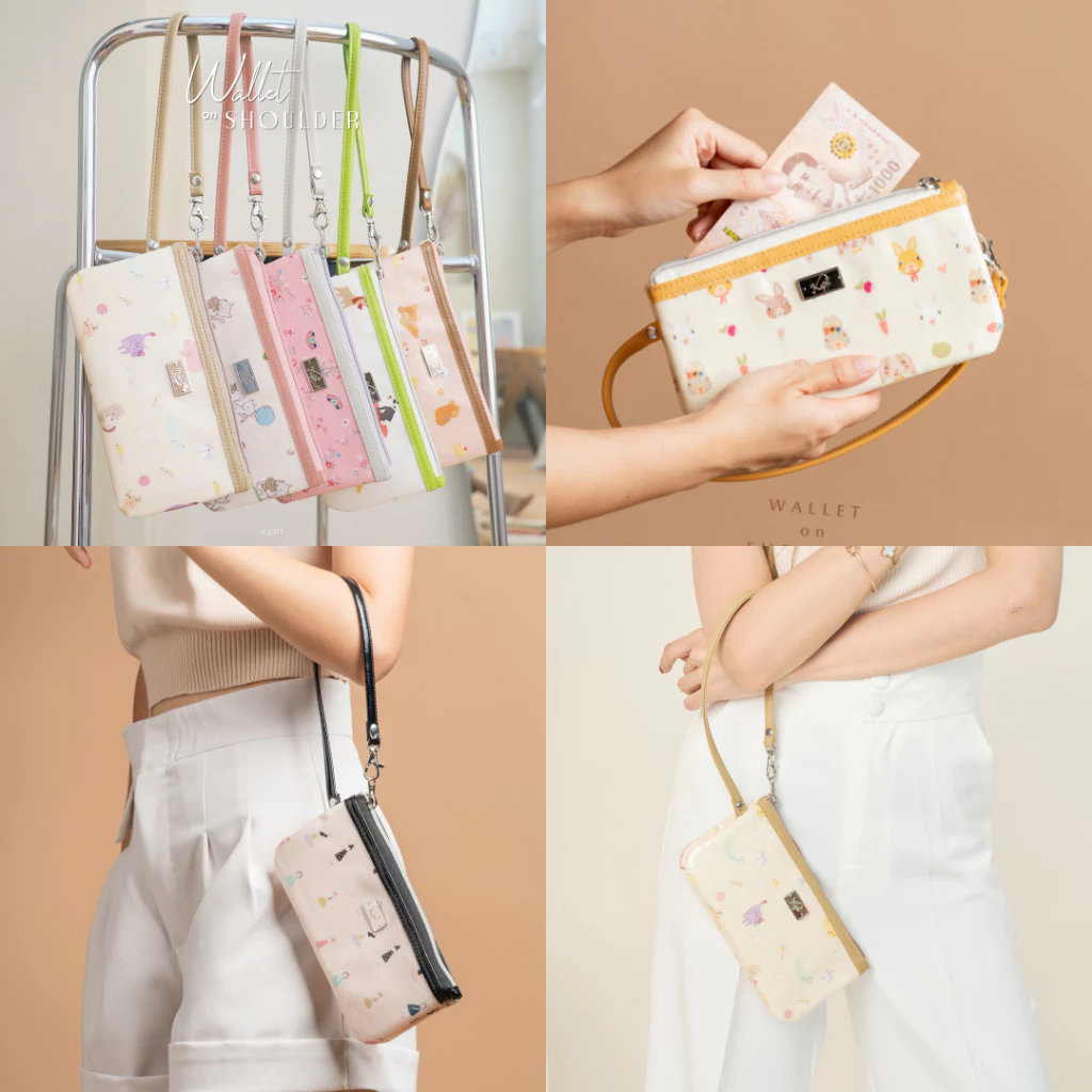 กระเป๋าคล้องมือ กระเป๋าคล้องแขน KEPT Wallet on Shoulder 5 ช่อง คล้องบ่าได้ รวม 15 ลาย พร้อมกล่อง