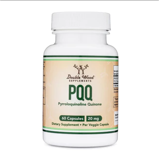Double Wood PQQ Supplements 20mg.บรรจุ 60 แคปซูล พีคิคิว Pyrroloquinoline quinone ทานคู่ Q10