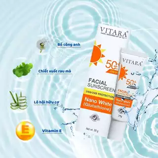 VITARA Facial sunscreen SPF50+ PA++ 20 G ครีมกันแดดผสมกลูตาไธโอน #168
