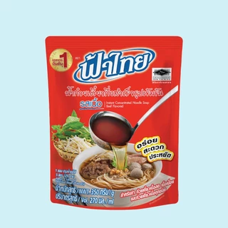 FaThai ฟ้าไทย น้ำก๋วยเตี๋ยวกึ่งสำเร็จรูปเข้มข้น รสเนื้อ 350 กรัม (ลัง 36 ซอง)
