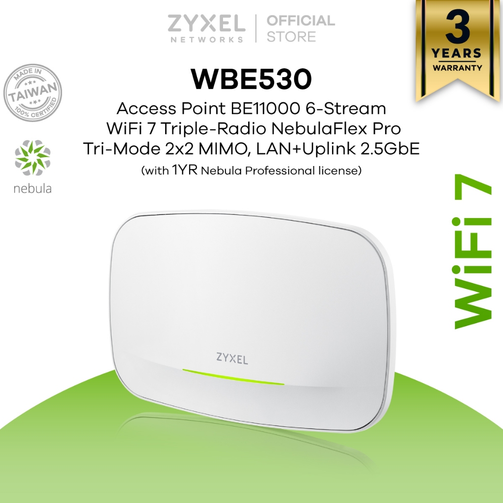 ZYXEL WBE530 BE11000 6-Stream WiFi 7 Triple-Radio NebulaFlex Pro Access Point