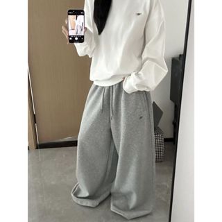 กางเกงกีฬาสีเทาสไตล์อเมริกันสำหรับผู้หญิง ใหม่ ฤดูใบไม้ผลิแล…