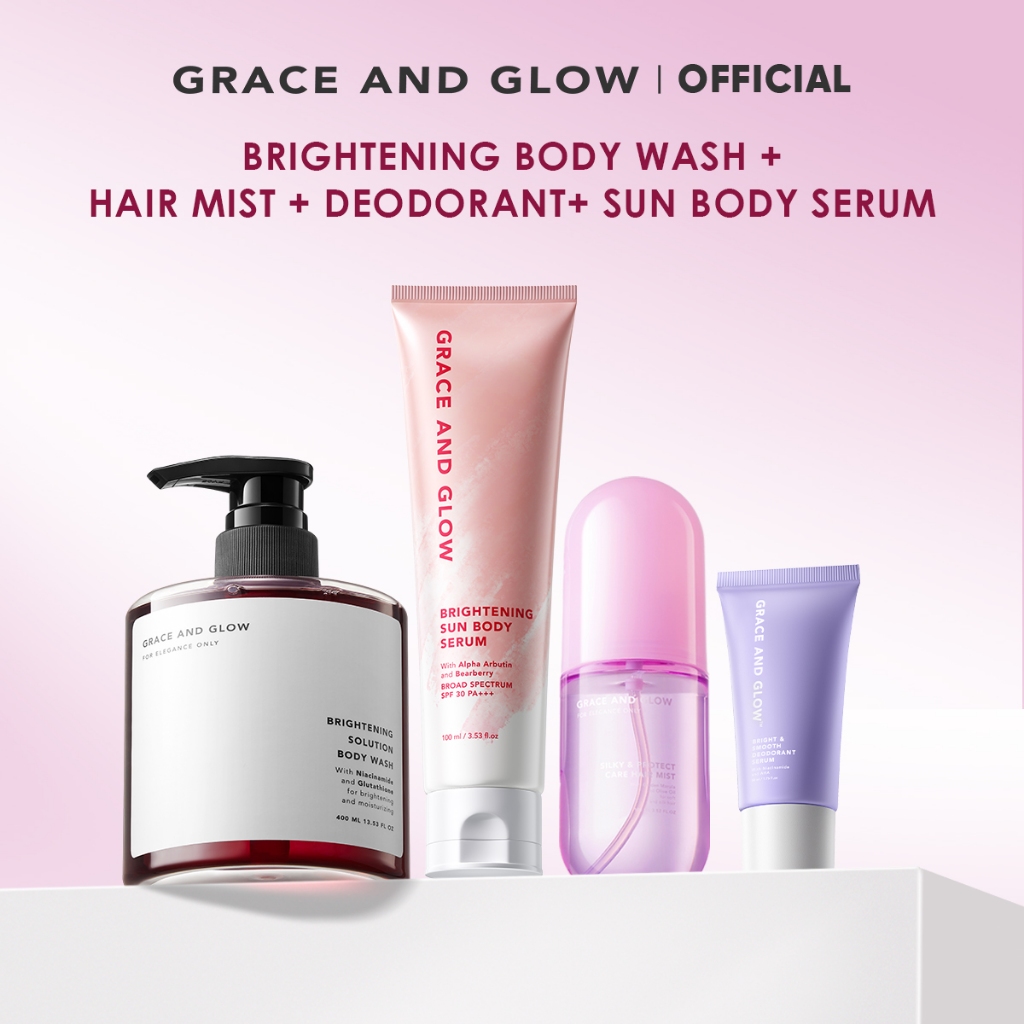 【เซตหอมละมุน 4 in 1】 Grace and Glow  เจลอาบน้ำ + บอดี้เซรั่ม + แฮร์มิสต์ + โรลออนระงับกลิ่นกาย – กลิ่นหอมพรีเมียม  เผยผิ ราคา ถูกที่สุด ดีลบีเคเค แกลเลอรีภาพที่ 3