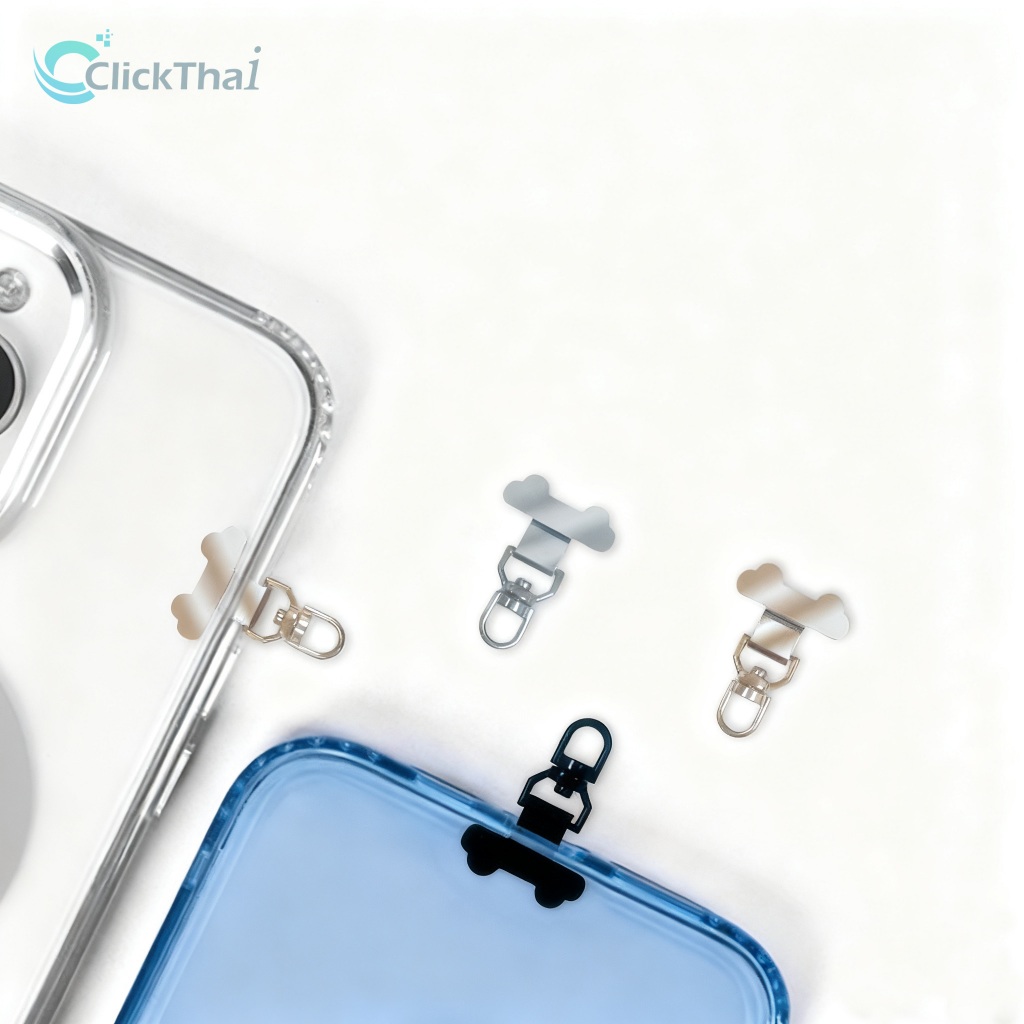 แพทช์เชือกเส้นเล็กโทรศัพท์สแตนเลส-Phone Lanyard Pad สแตนเลส 360 องศาหมุนคลิปโลหะแขวนโซ่