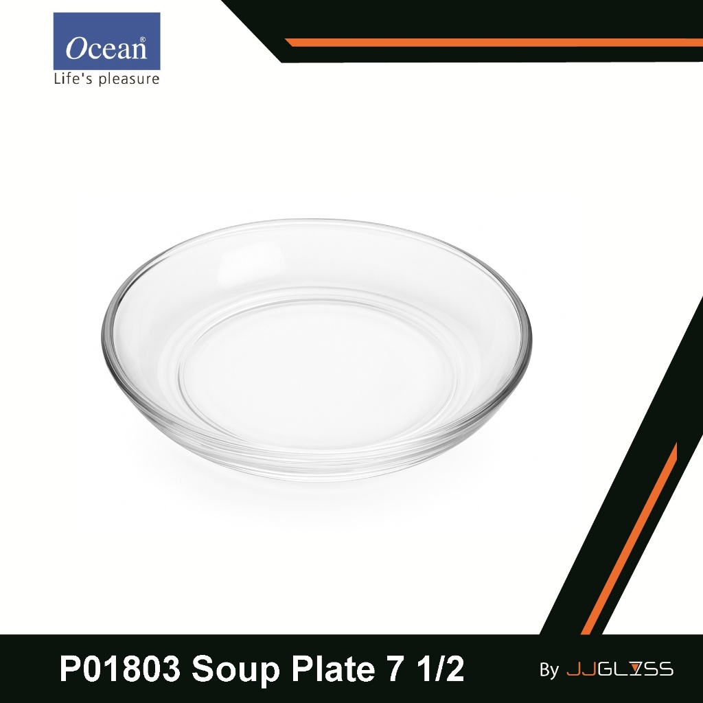 JJGLASS - (Ocean) P01803 Soup Plate - จานแก้วใสทรงซุป ขนาด 7.5 นิ้ว เนื้อหนา ทนร้อน ใช้เสิร์ฟอาหาร
