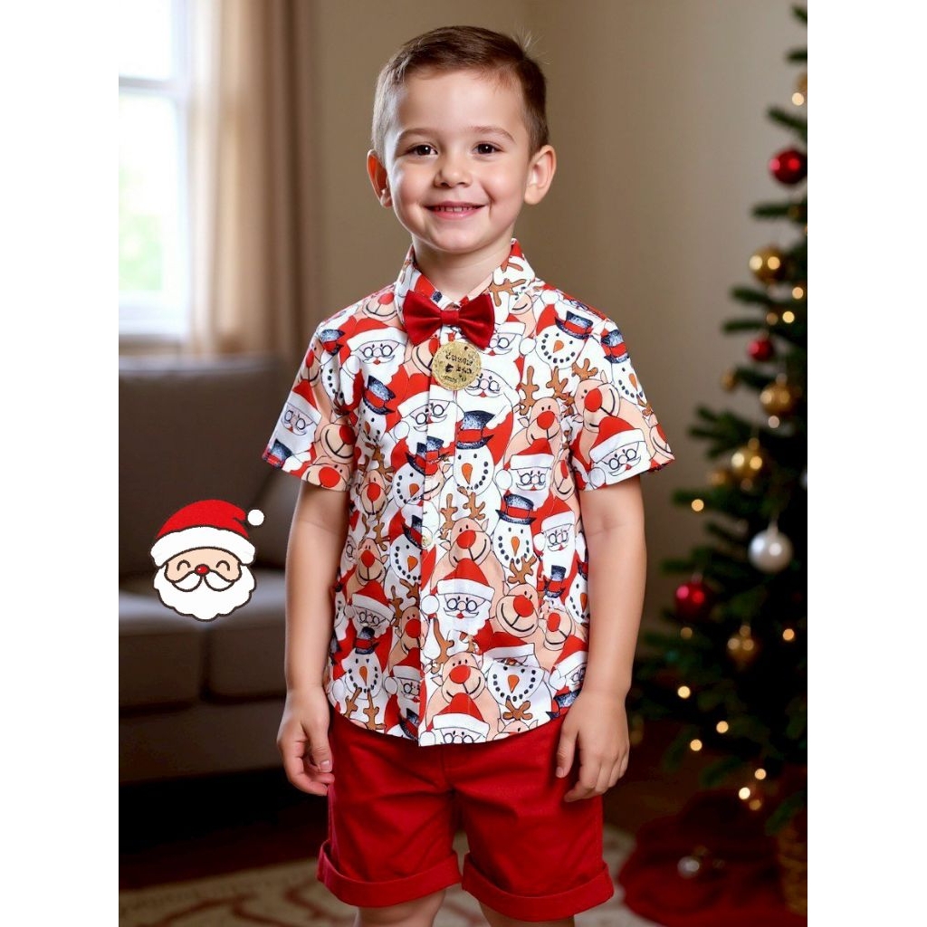 #ชุดคริสมาสต์เด็ก ลายซานต้าสดใสมาค๊าบบบ เด็กโต