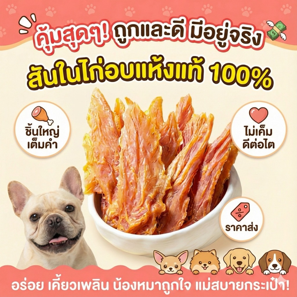 พร้อมส่ง ส่งไว ร้านใหม่ถูก!! 🔥🔥 Eddga สันในไก่ 🐔🐔 อบแห้ง อกไก่อบแห้ง chicken jerky ขนมขัดฟัน ขนมหม