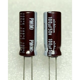 Nichicon PM 100uf 50v capacitor ตัวเก็บประจุ คาปาซิเตอร์