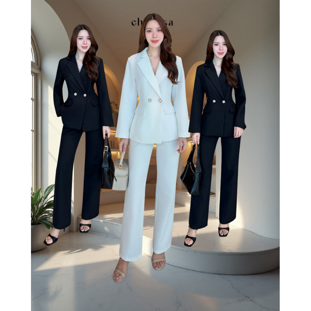 เซ็ทสูทเข้ารูป ขากระบอกตรงผ้าพรีเมี่ยม code 25800