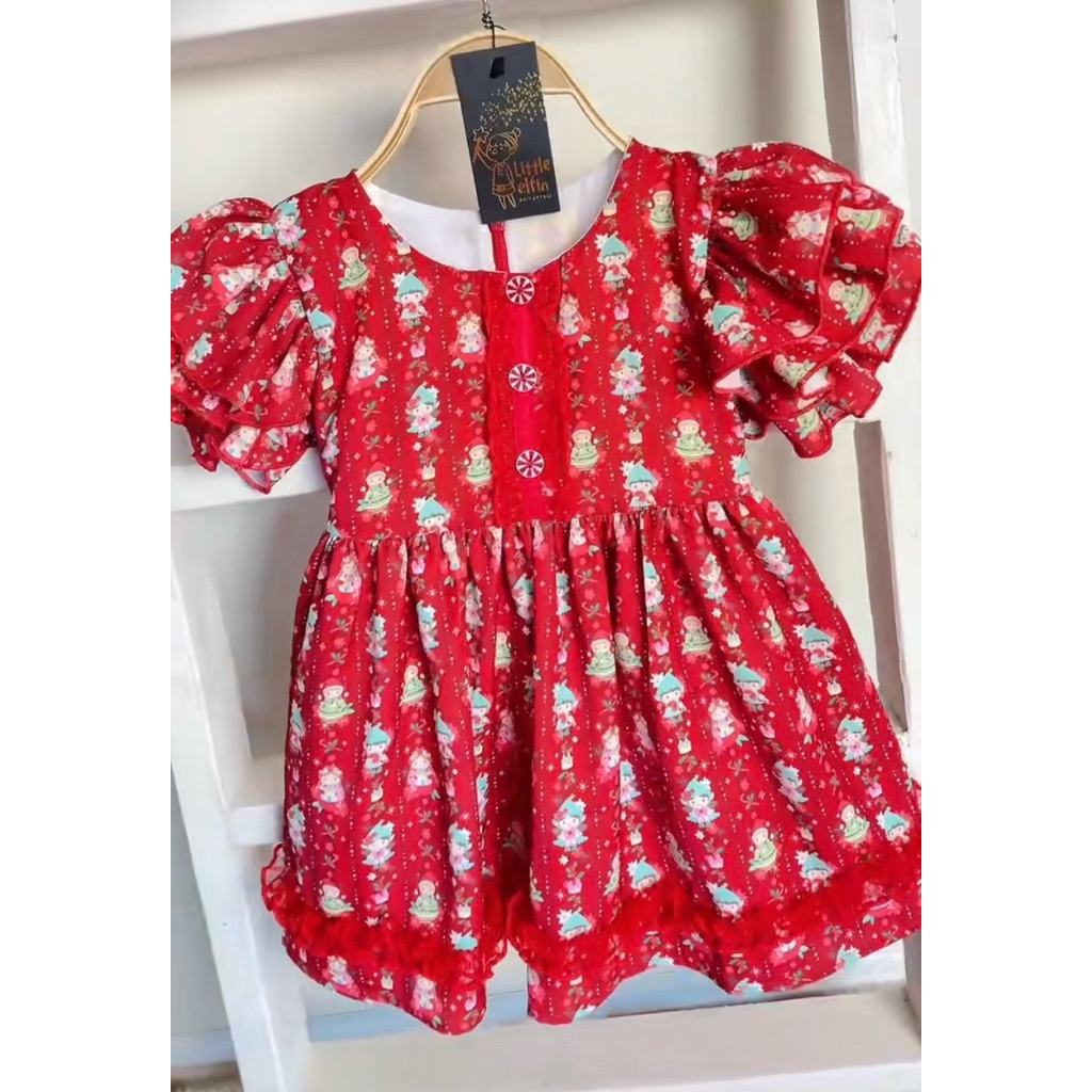 Used Little elfin HHD3 เดรสแขนระบาย Size 4T