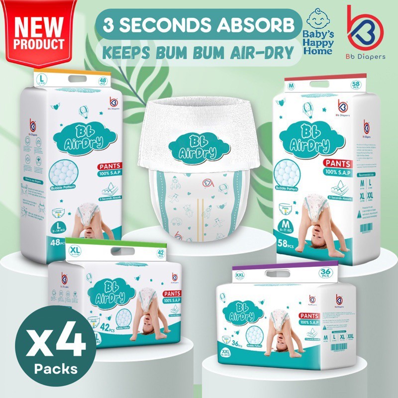 Bb AirDry Pants 4 Packs M232/L192/XL168/XXL144