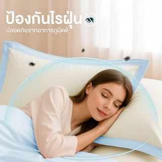 ibed ปลอกหมอนหนุน (มีปีก) สีโทนเดียว/2โทน ผ้านุ่มลื่น ป้องกันไรฝุ่น กันขนสัตว์ Adaptive Cool Silk