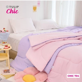 TULIP CHIC ผ้าห่มนวม ทูโทน สีม่วง-ชมพู สีพื้นพาสเทล CHIC T04 ผ้านวมหนานุ่ม ห่มสบาย สไตล์มินิมอล