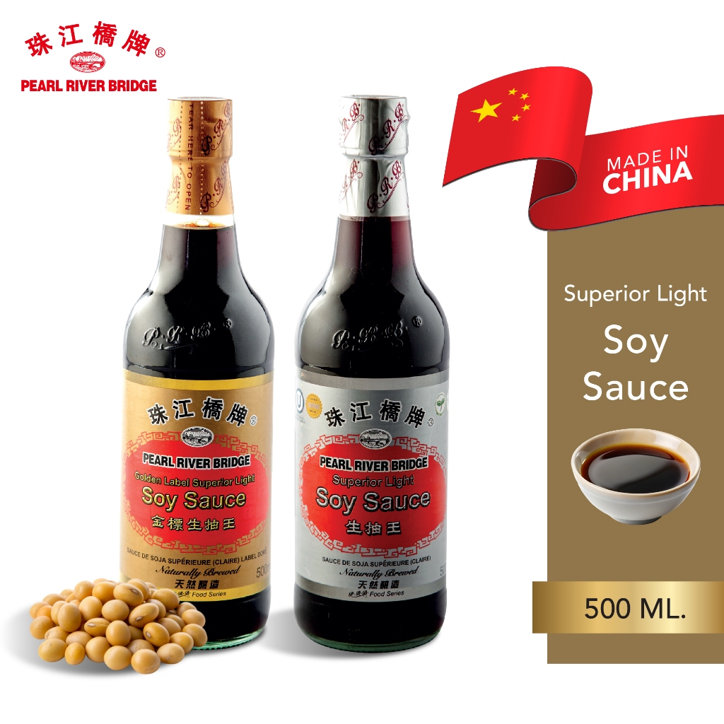 PRB ซีอิ๊วขาวฉลากทอง / ฉลากเงิน  500ml (PEARL RIVER BRIDGE GOLDEN LABEL SUPERIOR LIGHT SOY SAUCE 500 ML)