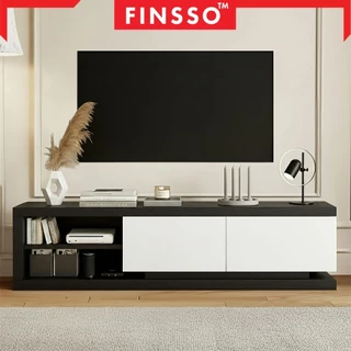 Finsso【มี 2 สี】ชั้นวางทีวี สามารถจัดเก็บของได้มาก ไม้เนื้อแข็งตู้วางทีวพร้อมลิ้นชัก รับน้ำหนัก 600KG. Soloma TV Cabinet