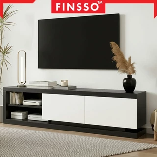 Finsso【มี 2 สี】ชั้นวางทีวี สามารถจัดเก็บของได้มาก ไม้เนื้อแข็งตู้วางทีวพร้อมลิ้นชัก รับน้ำหนัก 600KG. Soloma TV Cabinet
