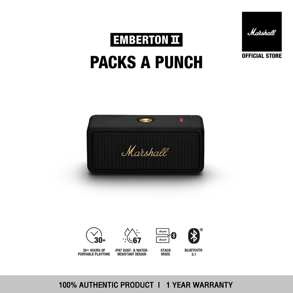 MARSHALL Emberton II - รับประกัน 1 ปี+ส่งฟรี - ลำโพงบลูทูธ ลำโพง bluetooth ลำโพง