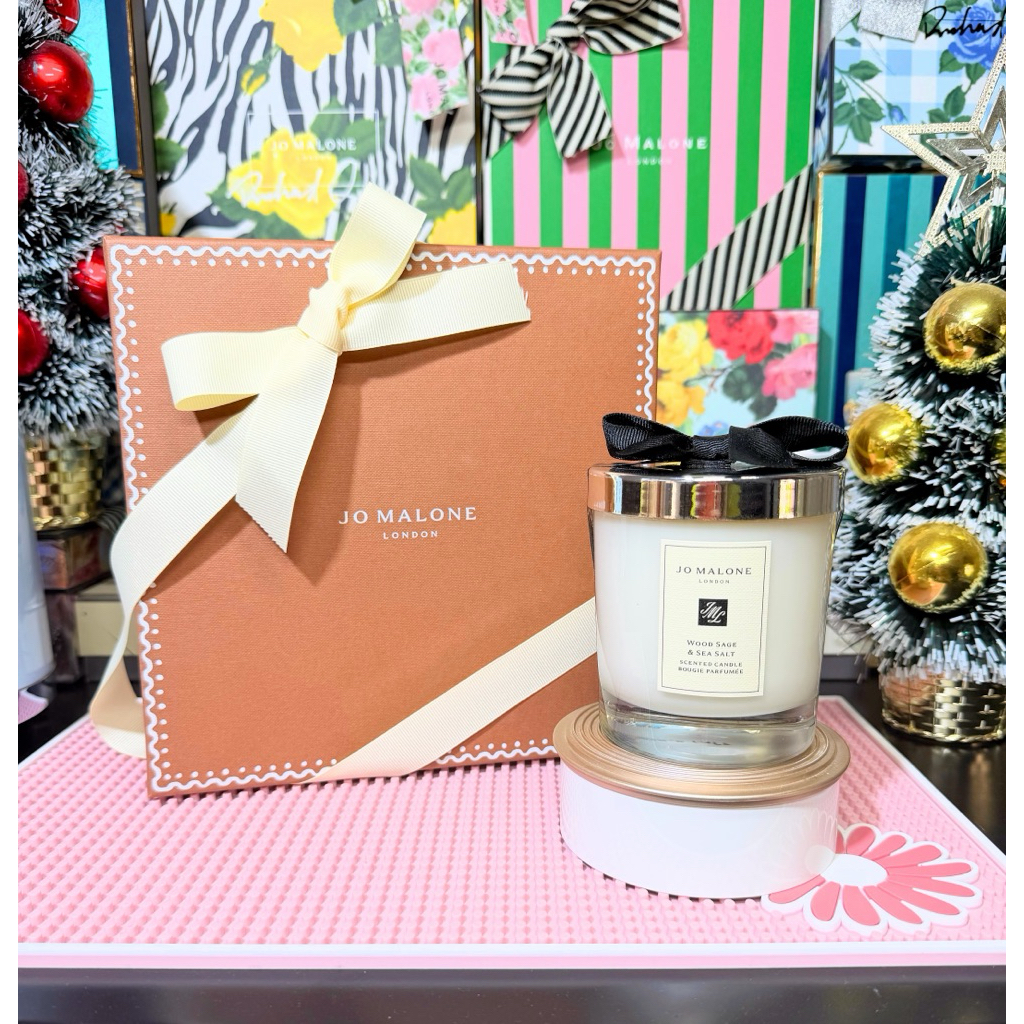Jo Malone Candle WOOD SAGE & SEA SALT 200G เทียนหอมโจ มาโลน พร้อมกล่อง LIMITED ผูกริบบิ้นสีครีม พร้อ