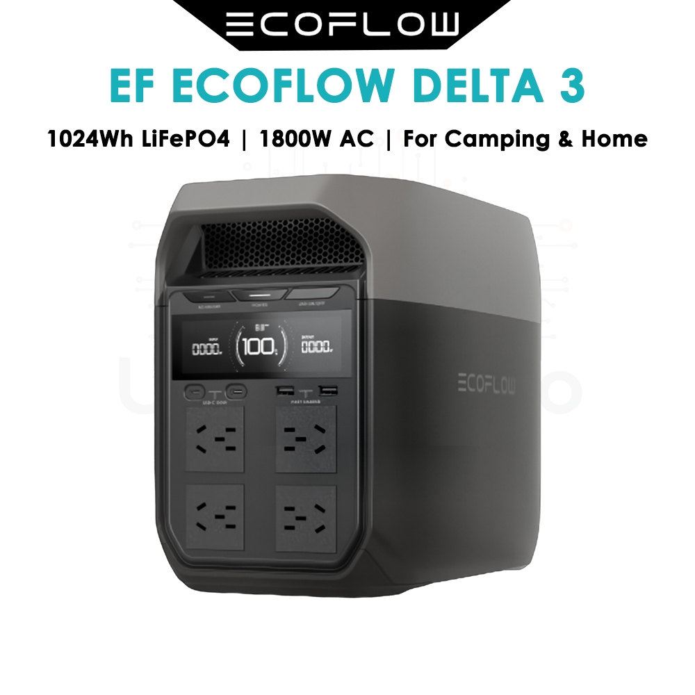 ECOFLOW DELTA 3 1024Wh Solar Generator 1Hr Fast Charge, 1800W Home Emergency & Camping Power