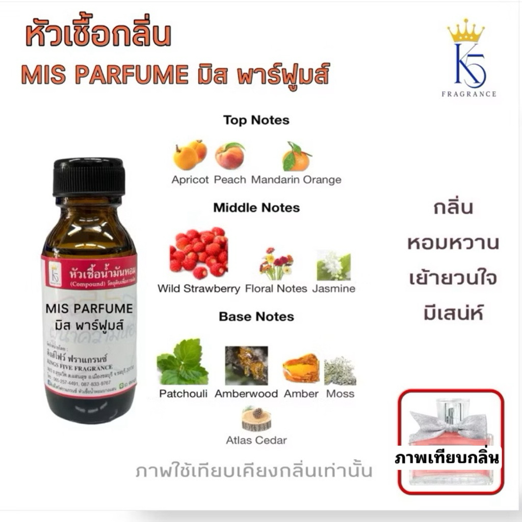 หัวเชื้อน้ำหอมมิส พาร์ฟูมส์ MIS PARFUME เกรด A มีสพาร์ฟูม มิสดิ