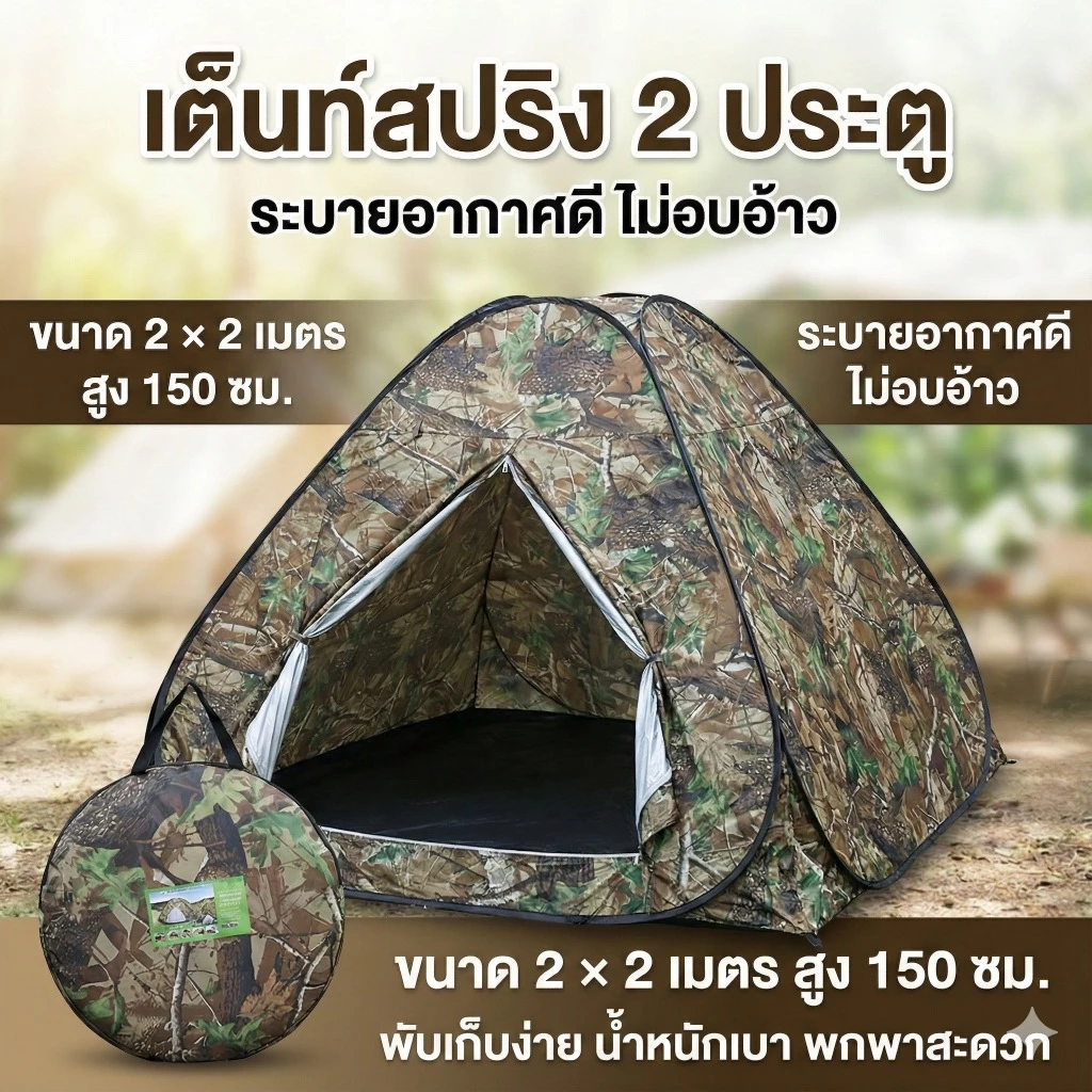 เต็นท์สปริง 2 ประตู ขนาด 2x2 เมตร สำหรับ 4 คน thumbnail 3