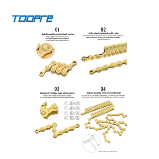 TOOPRE โซ่จักรยานสีทองเคลือบกันสนิม แบบ 1-8-9-10-11 speed สำหรับจักรยาน