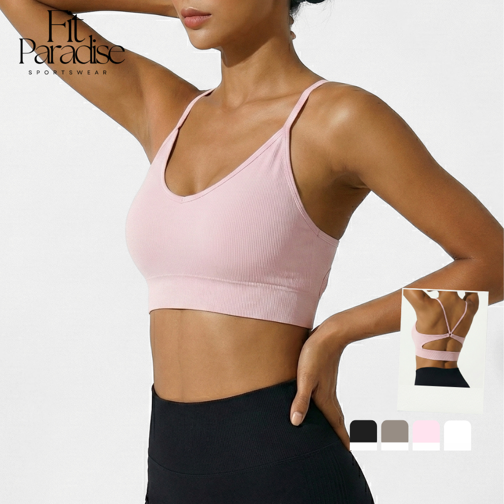 Fit-paradise [ใหม่] สปอร์ตบรารุ่น Luna lite คอยูสายไขว้หลัง Light support  มีฟองน้ำในตัว