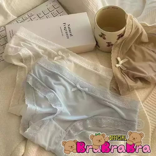 [ส่งจากไทย] 𝑩𝒓𝒂𝑩𝒓𝒂𝑩𝒓𝒂 #p-095 กางเกงใน ผ้าไหมญี่ปุ่น แต่งโบว์ ใส่สบาย ไร้ขอบ ไร้ตะเข็บ