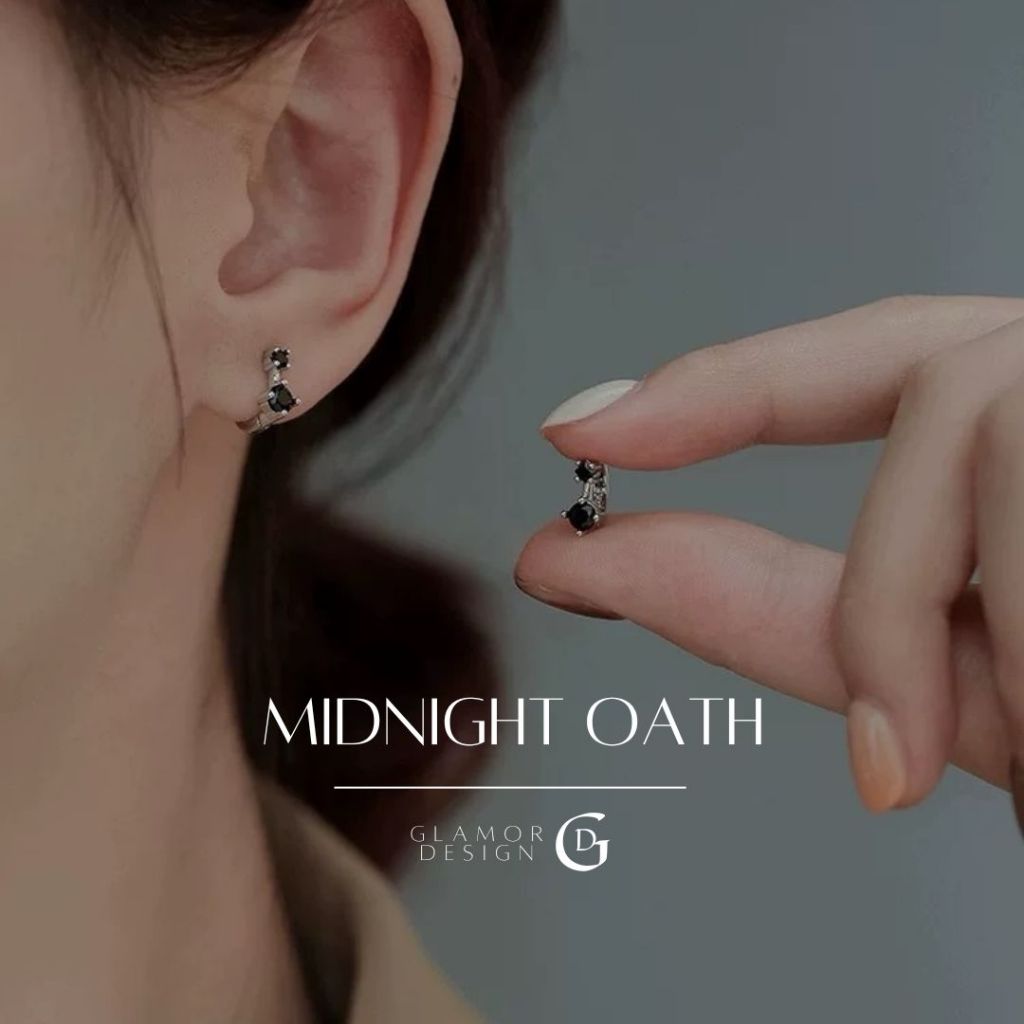 GLAMOR✨ต่างหูเงินแท้ Midnight Oath ต่างหูเพชรสีดำ ประดับเพชร เงินแท้925 ต่างหูผู้หญิง ต่างหูแฟชั่น