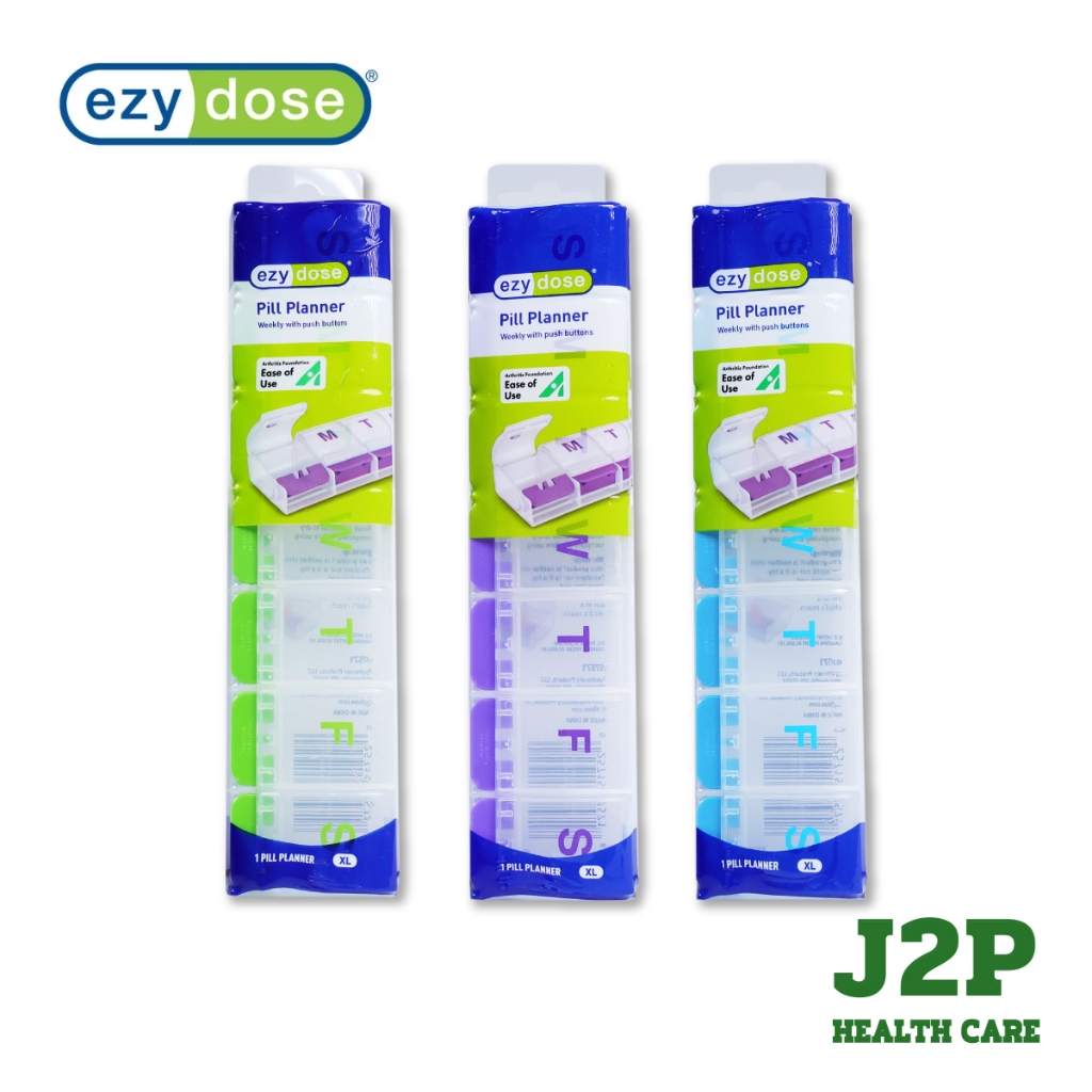 Ezy Dose Pill Planner Weekly / Push Button Size XLตลับใส่ยา สำหรับ 7 วัน ชนิดมีล็อคเปิด
