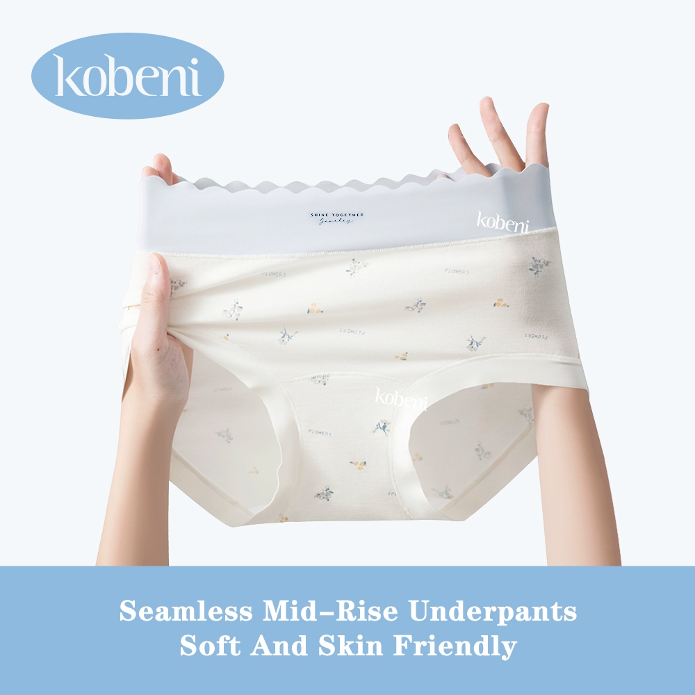 ⭐KOBENI⭐PANTIES กางเกงในผู้หญิง กางเกงในไร้ขอบ ลายดอกไม้ เอวกลาง คืนตัวดี เรียบเนียน นุ่มลื่นเย็น ผ้านิ่มใส่สบาย