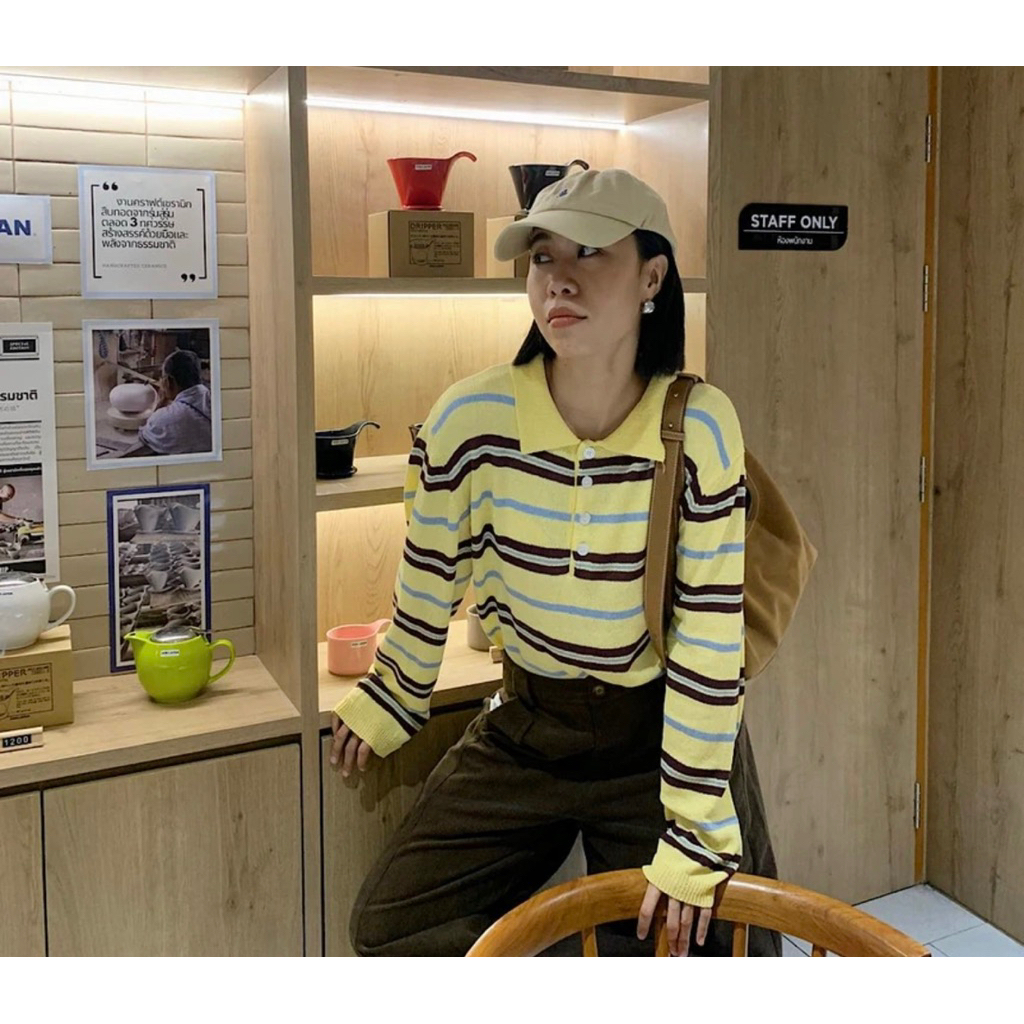 ส่งต่อ PPLAIN - Banana Choc Knit Polo Freesize สีเหลือง