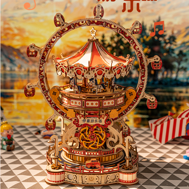 ส่งด่วนกทม.🎡 กล่องดนตรี DIY ม้าหมุน ชิงช้าสวรรค์ Surprise Playground ของเล่น ของขวัญ แต่งบ้าน LF09