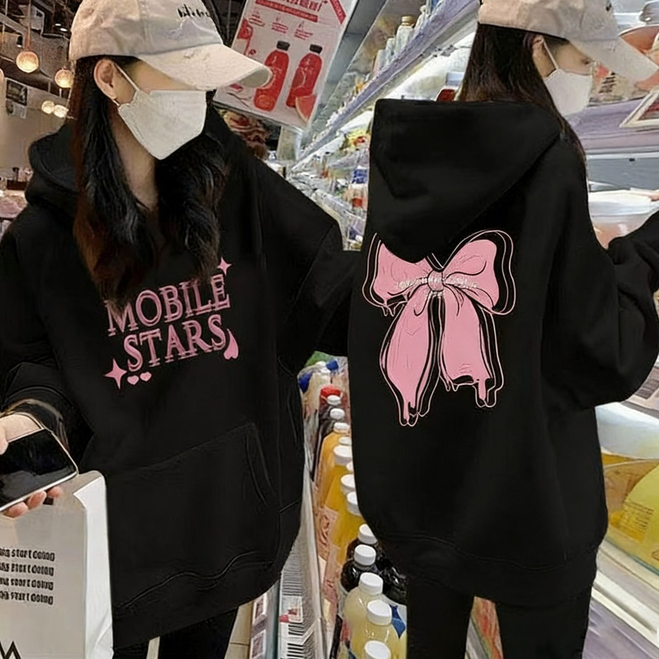 Boxy hoodie ฮู้ดแขนยาว cotton100 โอเวอร์ไซส์ เสื้อฮู้ดแฟชั่นสไตล์เกาหลี M-XXXL
