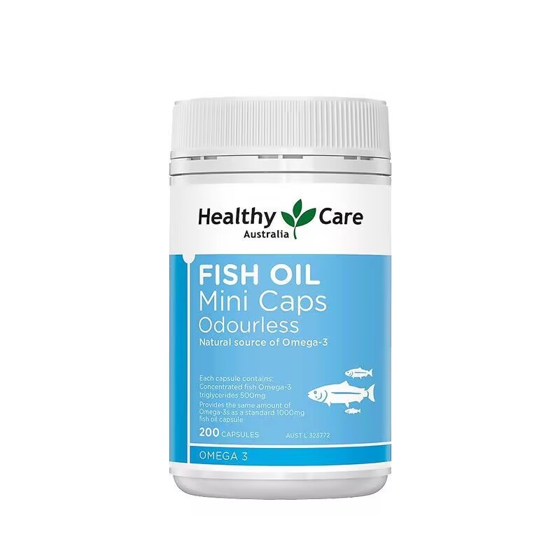 (EXP.2027/8) Healthy Care Double Strength Fish Oil Mini Caps 200 แคปซูล-L