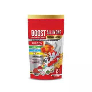 BOOST ALL IN ONE Bloodworm & Honey อาหารปลาผสมหนอนแดงและน้ำผึ้ง (เม็ดลอย) สำหรับปลาสวยงามทั่วไป
