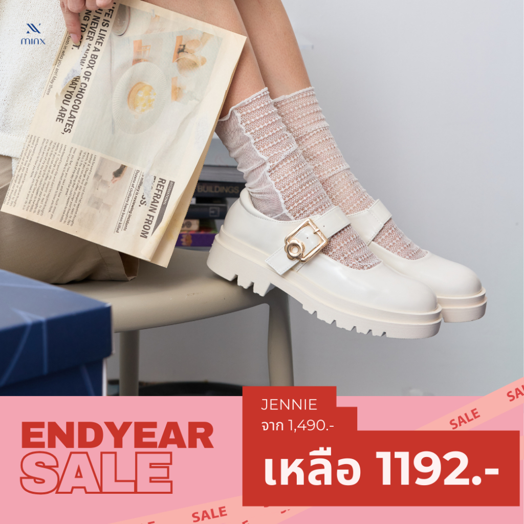 Minx รุ่น Jennie รองเท้าทรง Maryjane loafer เสริมพื้น 1.5 นิ้ว หัวเข็มขัดดอกไม้ minxshoes