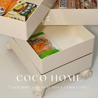 ชั้นวางของสำหรับรถเข็นขายขนม ชั้นวางของแบบหมุนได้หลายชั้น ตู้เก็บของข้างเตียงในห้องนอน ตู้เก็บของแบบเคลื่อนย้ายได้