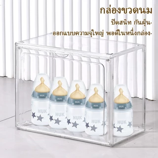 🍼กล่องเก็บขวดนมเด็ก กล่องเก็บของใช้เด็ก 4 ชั้นความจุขนาดใหญ่ กันฝุ่นพร้อมฝาปิด